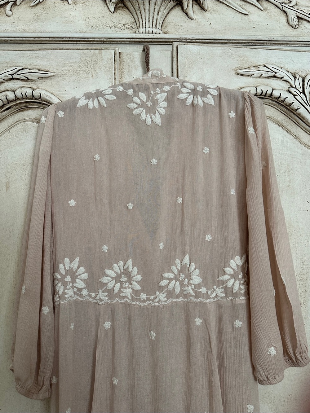 Free People Tan Maxi Dress with White Floral Embroidery - Picture 8 of 9